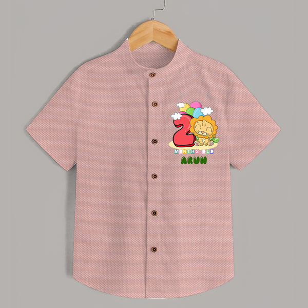 Custom Baby Shirt for 2 Month Milestone | Soft Cotton Shirt | Personalized Name Print - PEACH - 0 - 6 Months Old (Chest 23")