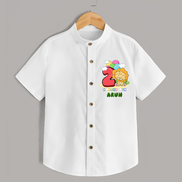 Custom Baby Shirt for 2 Month Milestone | Soft Cotton Shirt | Personalized Name Print - WHITE - 0 - 6 Months Old (Chest 23")