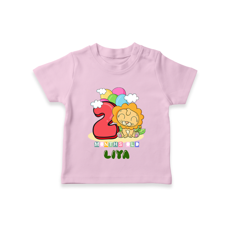 Custom Baby T-Shirt for 2 Month Milestone | Soft Cotton T-Shirt | Personalized Name Print - BABY PINK - 0-5 Months Old (Chest 17")