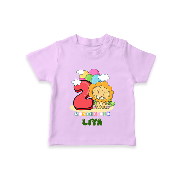Custom Baby T-Shirt for 2 Month Milestone | Soft Cotton T-Shirt | Personalized Name Print - LILAC - 0-5 Months Old (Chest 17")