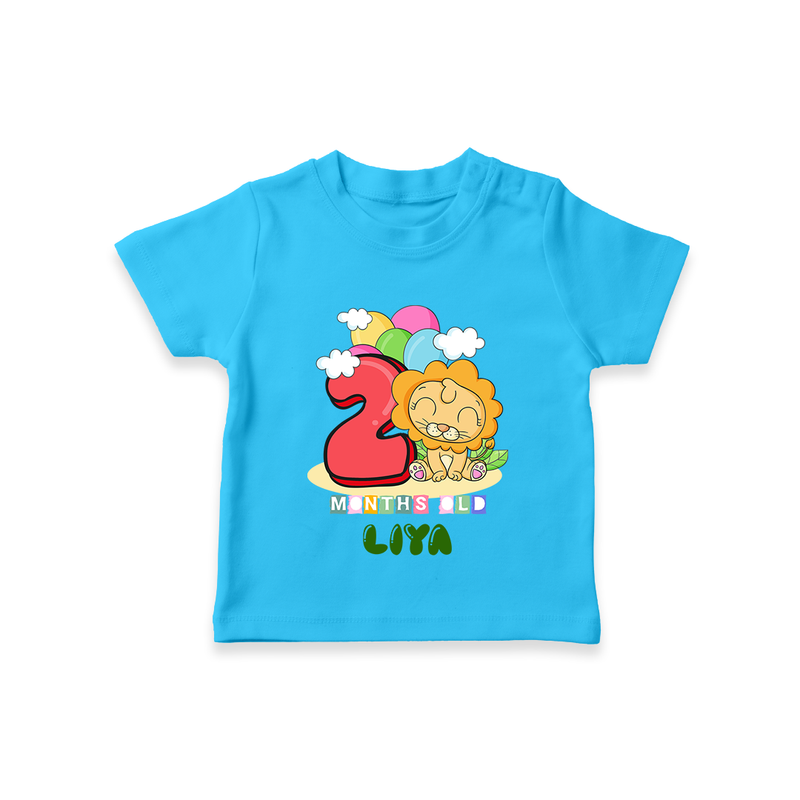 Custom Baby T-Shirt for 2 Month Milestone | Soft Cotton T-Shirt | Personalized Name Print - SKY BLUE - 0-5 Months Old (Chest 17")