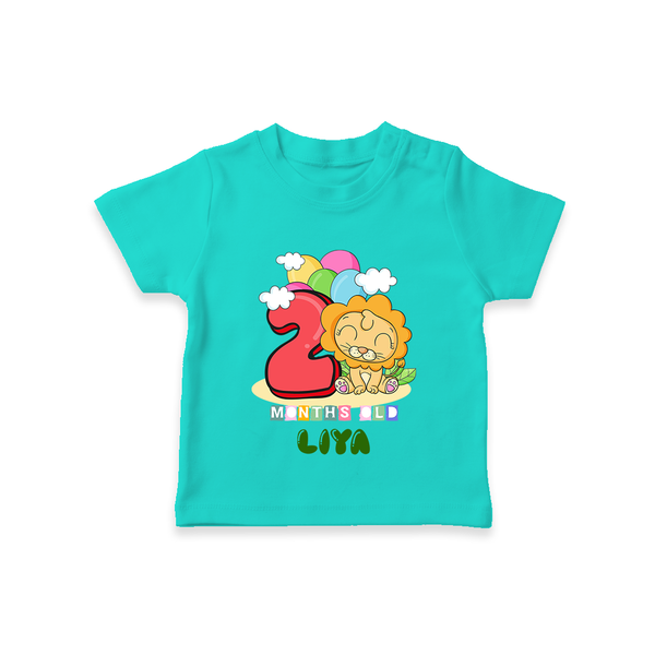 Custom Baby T-Shirt for 2 Month Milestone | Soft Cotton T-Shirt | Personalized Name Print - TEAL - 0-5 Months Old (Chest 17")