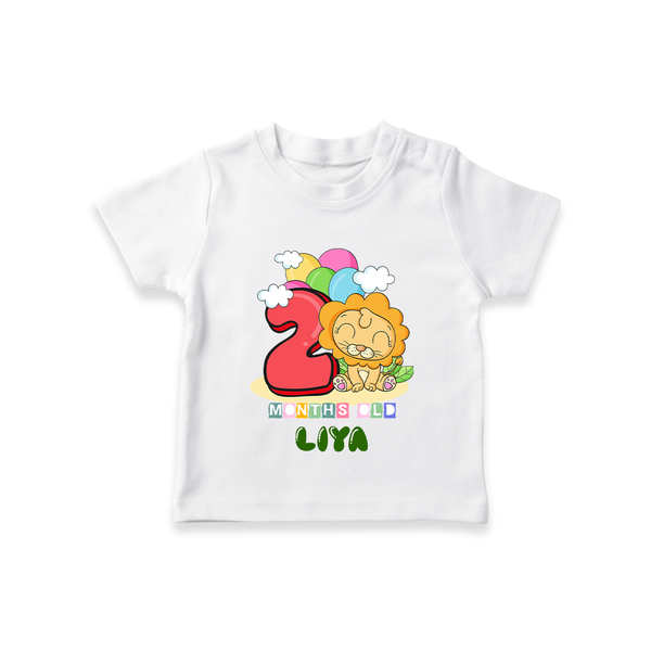 Custom Baby T-Shirt for 2 Month Milestone | Soft Cotton T-Shirt | Personalized Name Print - WHITE - 0-5 Months Old (Chest 17")