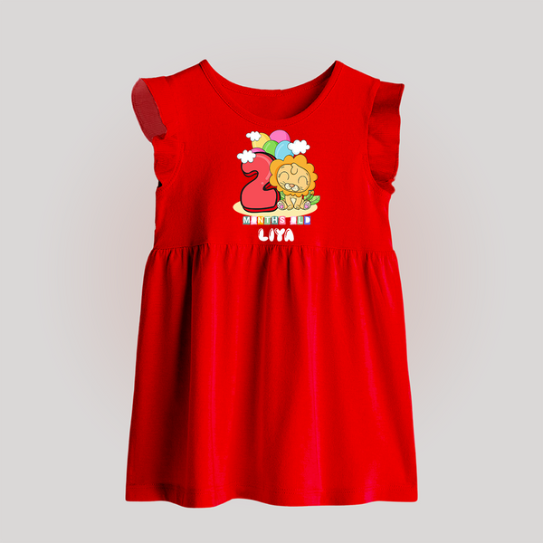 Custom Baby Baby Frock for 2 Month Milestone | Soft Cotton Baby Frock | Personalized Name Print - RED - 0 - 3 Months Old (Chest 17")