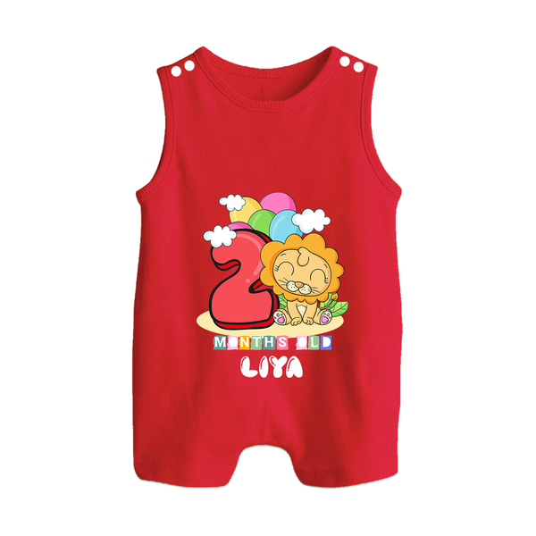 Custom Baby Romper Suit/ Sleeveless Romper for 2 Month Milestone | Soft Cotton Romper Suit/ Sleeveless Romper | Personalized Name Print - RED - 0 - 5 Months Old (Chest 18")