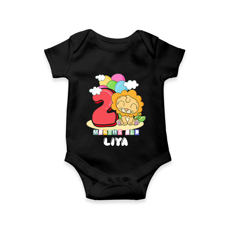 Custom Baby Romper/Onesie for 2 Month Milestone | Soft Cotton Bodysuit | Personalized Name Print - BLACK - New Born (Chest 14")