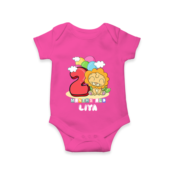 Custom Baby Romper/Onesie for 2 Month Milestone | Soft Cotton Bodysuit | Personalized Name Print - HOT PINK - New Born (Chest 14")