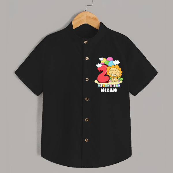 Custom Baby Shirt for 2 Month Milestone | Soft Cotton Shirt | Personalized Name Print - BLACK - 0 - 6 Months Old (Chest 23")