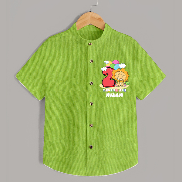Custom Baby Shirt for 2 Month Milestone | Soft Cotton Shirt | Personalized Name Print - LIME GREEN - 0 - 6 Months Old (Chest 23")