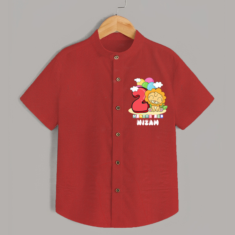 Custom Baby Shirt for 2 Month Milestone | Soft Cotton Shirt | Personalized Name Print - RED - 0 - 6 Months Old (Chest 23")
