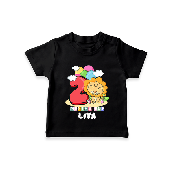 Custom Baby T-Shirt for 2 Month Milestone | Soft Cotton T-Shirt | Personalized Name Print - BLACK - 0-5 Months Old (Chest 17")