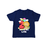 Custom Baby T-Shirt for 2 Month Milestone | Soft Cotton T-Shirt | Personalized Name Print - NAVY BLUE - 0-5 Months Old (Chest 17")