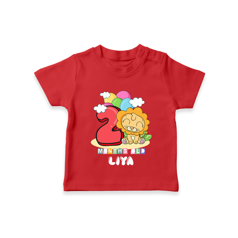 Custom Baby T-Shirt for 2 Month Milestone | Soft Cotton T-Shirt | Personalized Name Print - RED - 0-5 Months Old (Chest 17")