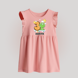 Custom Baby Baby Frock for 3 Month Milestone | Soft Cotton Baby Frock | Personalized Name Print - BABY PINK - 0 - 3 Months Old (Chest 17")