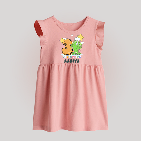 Custom Baby Baby Frock for 3 Month Milestone | Soft Cotton Baby Frock | Personalized Name Print - BABY PINK - 0 - 3 Months Old (Chest 17")