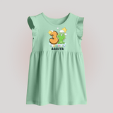 Custom Baby Baby Frock for 3 Month Milestone | Soft Cotton Baby Frock | Personalized Name Print - MINT GREEN - 0 - 3 Months Old (Chest 17")