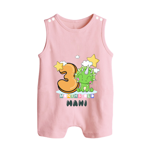 Custom Baby Romper Suit/ Sleeveless Romper for 3 Month Milestone | Soft Cotton Romper Suit/ Sleeveless Romper | Personalized Name Print - BABY PINK - 0 - 5 Months Old (Chest 18")