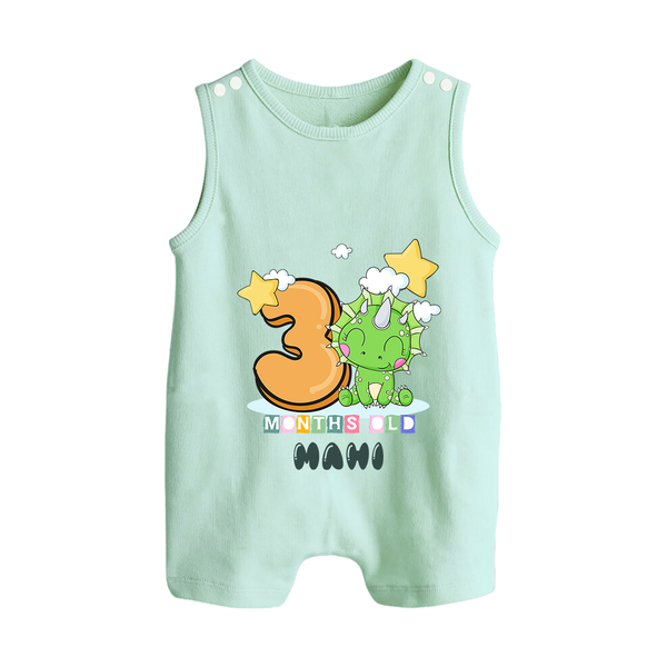 Custom Baby Romper Suit/ Sleeveless Romper for 3 Month Milestone | Soft Cotton Romper Suit/ Sleeveless Romper | Personalized Name Print - MINT GREEN - 0 - 5 Months Old (Chest 18")