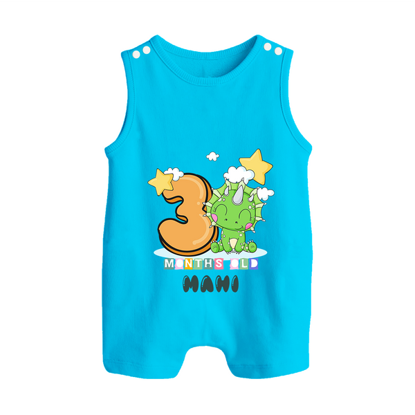 Custom Baby Romper Suit/ Sleeveless Romper for 3 Month Milestone | Soft Cotton Romper Suit/ Sleeveless Romper | Personalized Name Print - SKY BLUE - 0 - 5 Months Old (Chest 18")