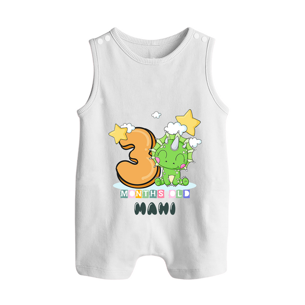 Custom Baby Romper Suit/ Sleeveless Romper for 3 Month Milestone | Soft Cotton Romper Suit/ Sleeveless Romper | Personalized Name Print - WHITE - 0 - 5 Months Old (Chest 18")