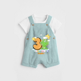 Celebrate The Third Month Birthday Customised Dungaree set - ARCTIC BLUE - 0 - 5 Months Old (Chest 17")