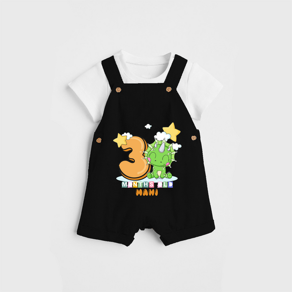 Celebrate The Third Month Birthday Customised Dungaree set - BLACK - 0 - 5 Months Old (Chest 17")