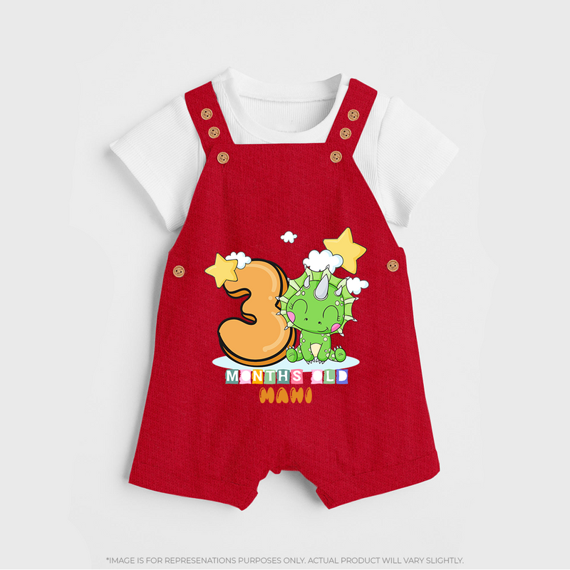 Make Your BabyÕs 3rd Month Extra Special With Our Customized Baby Dungaree Set - RED - 0 - 5 Months Old (Chest 18")