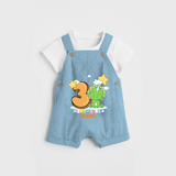 Celebrate The Third Month Birthday Customised Dungaree set - SKY BLUE - 0 - 5 Months Old (Chest 17")