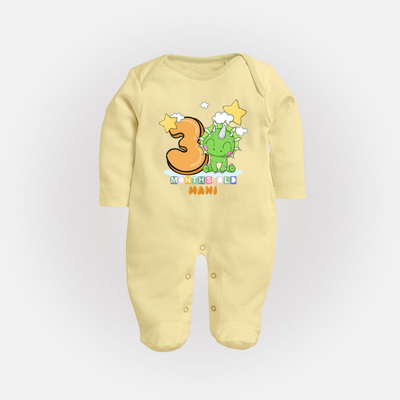 Make Your BabyÕs 3rd Month Extra Special With Our Customized Baby Sleep Suit - PASTEL YELLOW - New Born (Chest 7.5")