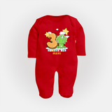 Make Your BabyÕs 3rd Month Extra Special With Our Customized Baby Sleep Suit - RED - New Born (Chest 7.5")