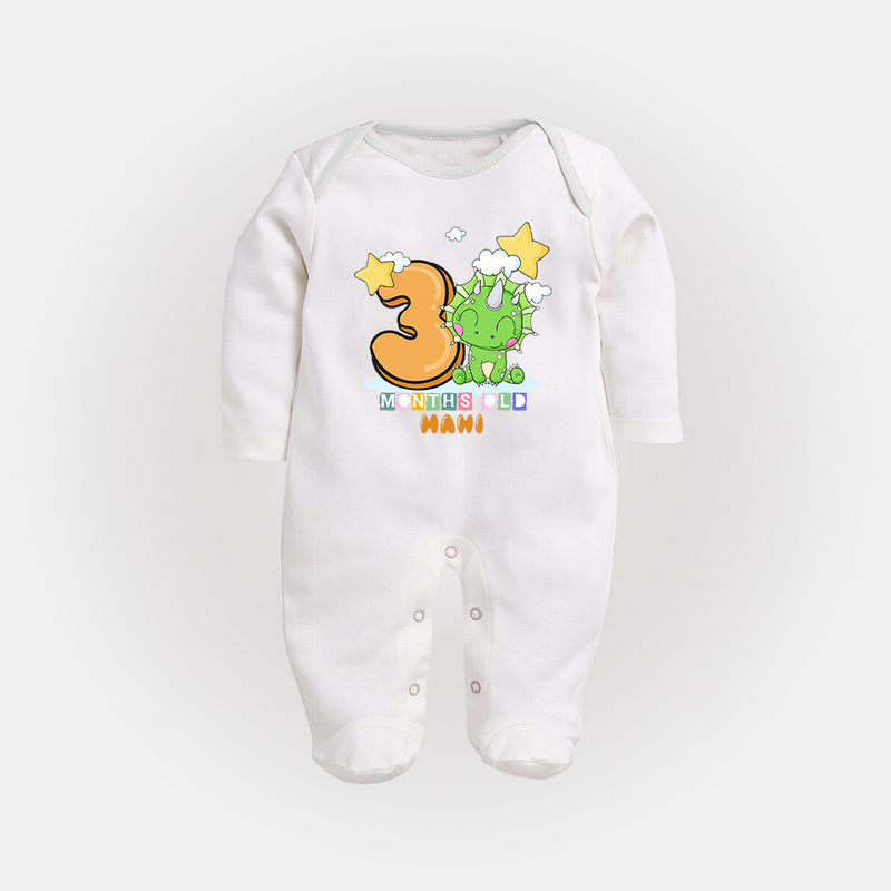 Make Your BabyÕs 3rd Month Extra Special With Our Customized Baby Sleep Suit - WHITE - New Born (Chest 7.5")