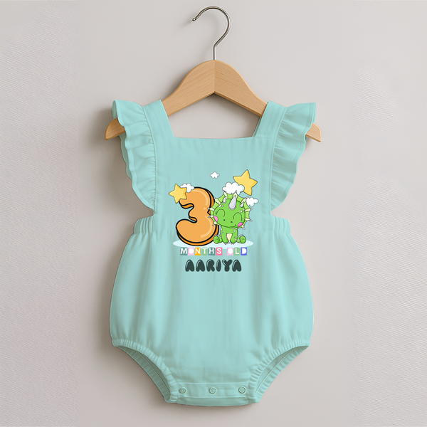 Custom Baby Romper Frock for 3 Month Milestone | Soft Cotton Romper Frock | Personalized Name Print - MINT GREEN - 0 - 3 Months Old (Chest 19")