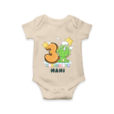 Custom Baby Romper/Onesie for 3 Month Milestone | Soft Cotton Bodysuit | Personalized Name Print - IVORY - New Born (Chest 14")
