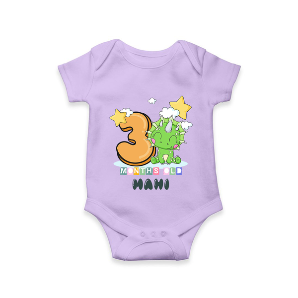 Custom Baby Romper/Onesie for 3 Month Milestone | Soft Cotton Bodysuit | Personalized Name Print - LILAC - New Born (Chest 14")