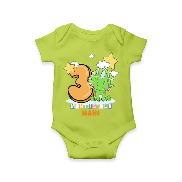 Celebrate The Third Month Birthday Customised  Romper - LIME GREEN - 0 - 3 Months Old (Chest 16")