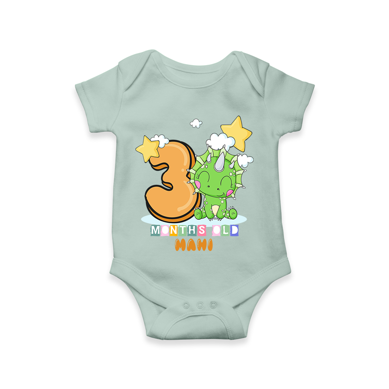 Celebrate The Third Month Birthday Customised Romper - MINT GREEN - 0 - 3 Months Old (Chest 16")