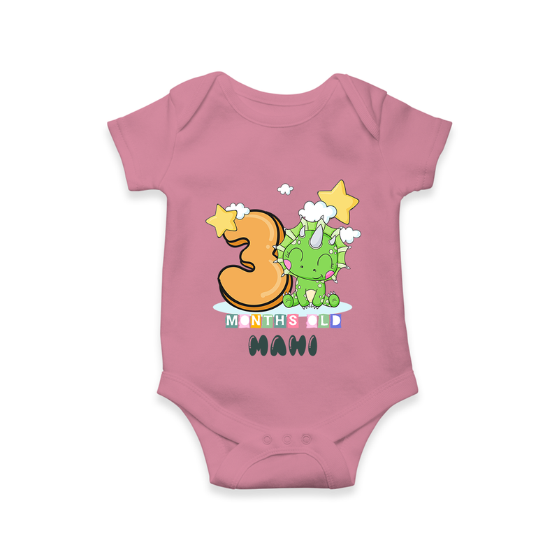 Custom Baby Romper/Onesie for 3 Month Milestone | Soft Cotton Bodysuit | Personalized Name Print - ONION - New Born (Chest 14")