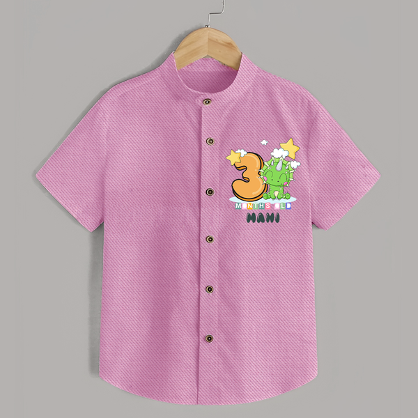 Custom Baby Shirt for 3 Month Milestone | Soft Cotton Shirt | Personalized Name Print - BABY PINK - 0 - 6 Months Old (Chest 23")