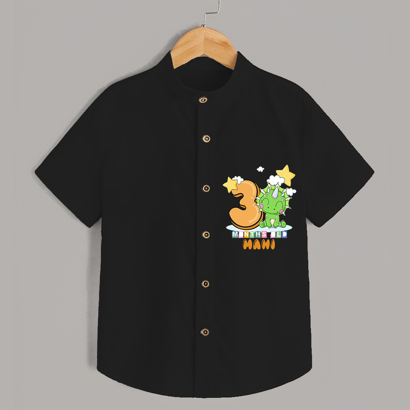 Celebrate The Third Month Birthday Customised Shirt - BLACK - 0 - 6 Months Old (Chest 21")