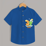 Celebrate The Third Month Birthday Customised Shirt - COBALT BLUE - 0 - 6 Months Old (Chest 21")