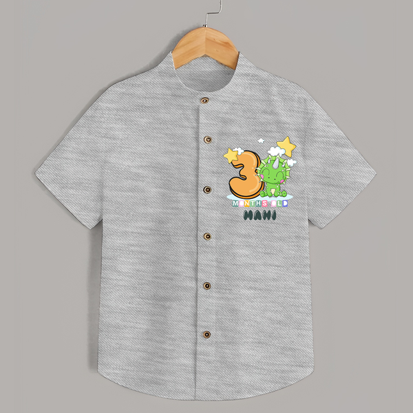 Custom Baby Shirt for 3 Month Milestone | Soft Cotton Shirt | Personalized Name Print - GREY - 0 - 6 Months Old (Chest 23")