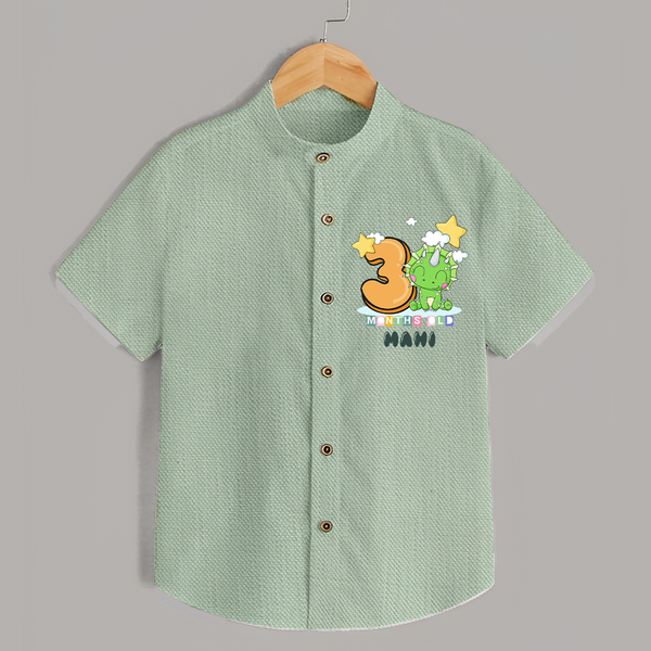 Custom Baby Shirt for 3 Month Milestone | Soft Cotton Shirt | Personalized Name Print - MINT GREEN - 0 - 6 Months Old (Chest 23")