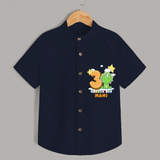 Celebrate The Third Month Birthday Customised Shirt - NAVY BLUE - 0 - 6 Months Old (Chest 21")