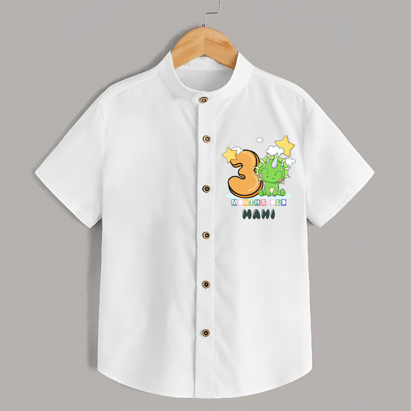 Custom Baby Shirt for 3 Month Milestone | Soft Cotton Shirt | Personalized Name Print - WHITE - 0 - 6 Months Old (Chest 23")