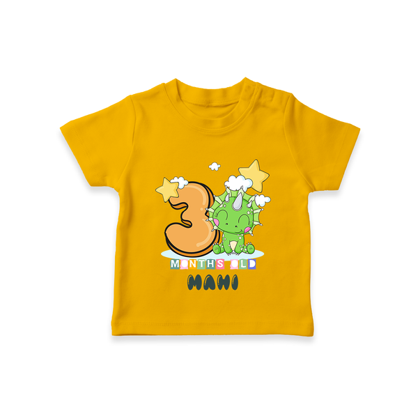Custom Baby T-Shirt for 3 Month Milestone | Soft Cotton T-Shirt | Personalized Name Print - CHROME YELLOW - 0-5 Months Old (Chest 17")