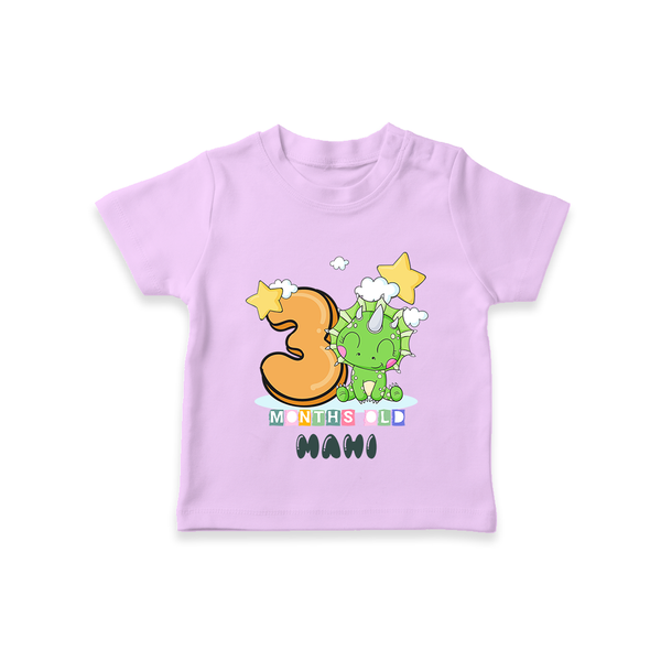 Custom Baby T-Shirt for 3 Month Milestone | Soft Cotton T-Shirt | Personalized Name Print - LILAC - 0-5 Months Old (Chest 17")