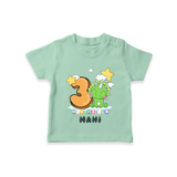 Custom Baby T-Shirt for 3 Month Milestone | Soft Cotton T-Shirt | Personalized Name Print - MINT GREEN - 0-5 Months Old (Chest 17")