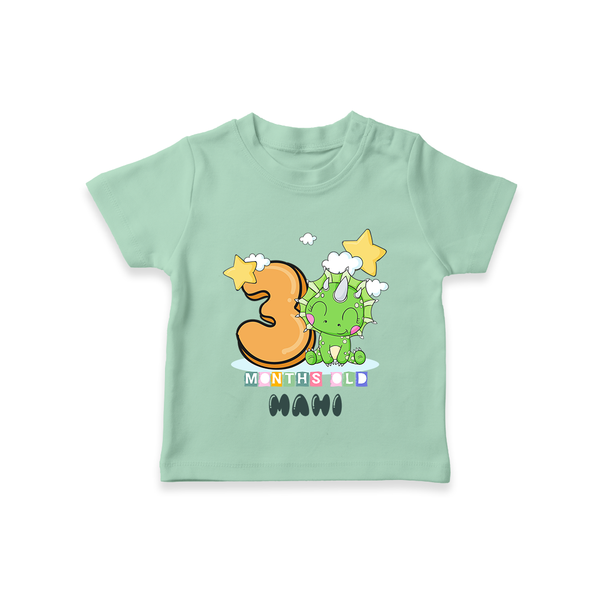 Custom Baby T-Shirt for 3 Month Milestone | Soft Cotton T-Shirt | Personalized Name Print - MINT GREEN - 0-5 Months Old (Chest 17")