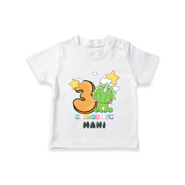 Custom Baby T-Shirt for 3 Month Milestone | Soft Cotton T-Shirt | Personalized Name Print - WHITE - 0-5 Months Old (Chest 17")