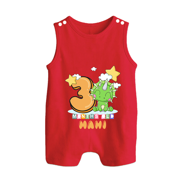 Custom Baby Romper Suit/ Sleeveless Romper for 3 Month Milestone | Soft Cotton Romper Suit/ Sleeveless Romper | Personalized Name Print - RED - 0 - 5 Months Old (Chest 18")